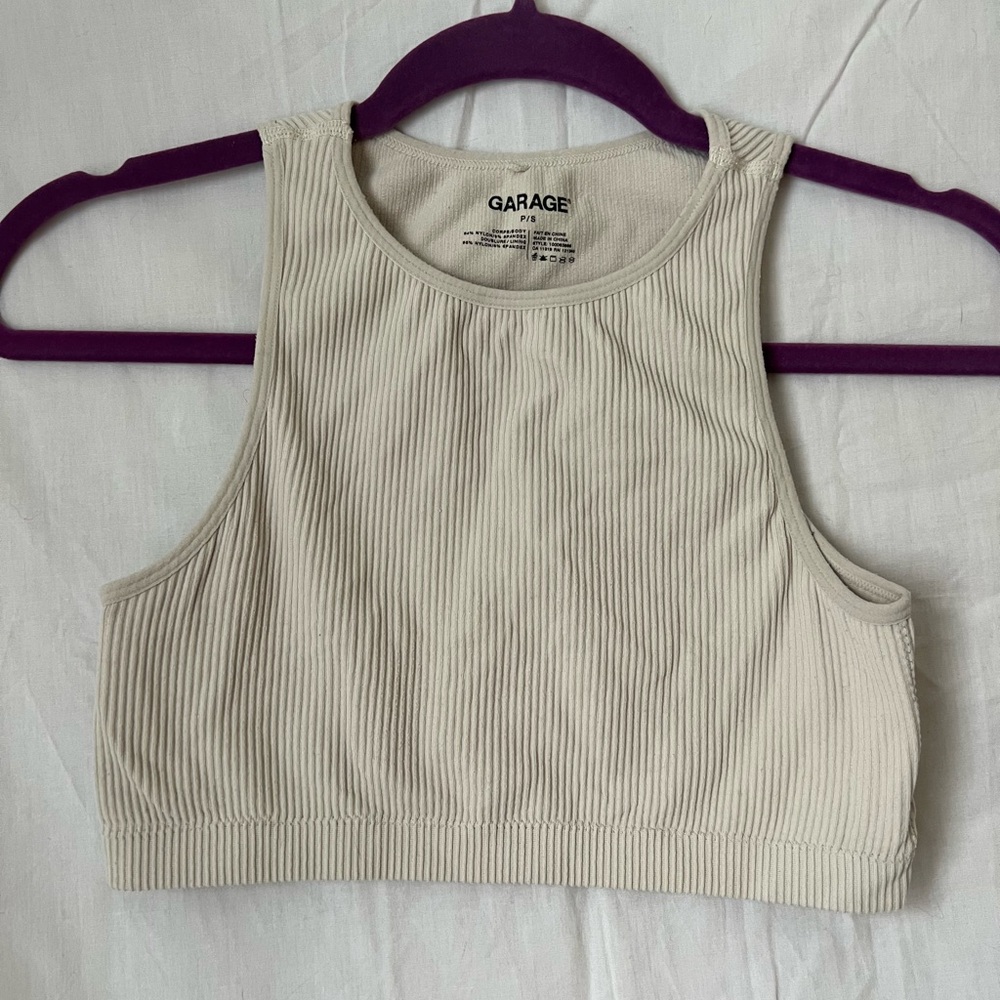 cream ribbed crop top